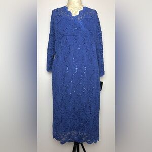 Marina Royal Blue Lace Sequin Formal Dress 22W NWT